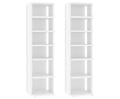 Spintelės batams, 2vnt., baltos, 27,5x27x102cm apdirbta mediena