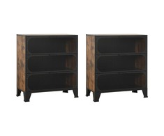 Spintelės daiktams, 2vnt., rudos, 72x36x82cm, metalas ir MDF
