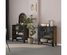 Spintelės daiktams, 2vnt., rudos, 72x36x82cm, metalas ir MDF