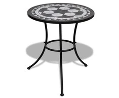 Bistro staliukas, juodos ir baltos sp., 60cm, mozaikos raštas