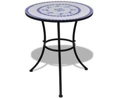 Bistro staliukas, mėlynos ir baltos sp., 60cm, mozaikos raštas