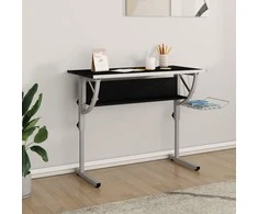 Stalas, juodas/pilkas, 110x53x(58–87)cm, mediena/plienas