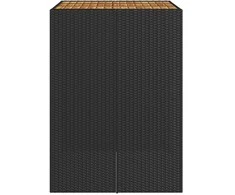 Stalas su akacijos stalviršiu, juodas, 105x80x110cm, PE ratanas