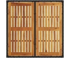 Stalas su akacijos stalviršiu, juodas, 90x90x75cm, poliratanas