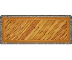 Stalas su mediniu stalviršiu, pilkas, 100x40x75cm, poliratanas
