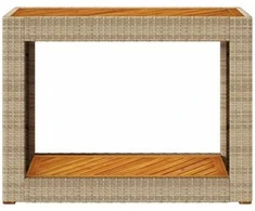 Stalas su mediniu stalviršiu, smėlio, 100x40x75cm, poliratanas