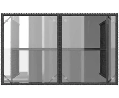 Stalas su stikliniu stalviršiu, juodas, 110x68x70cm, PE ratanas