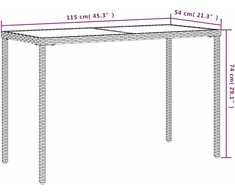Stalas su stikliniu stalviršiu, juodas, 115x54x74cm, ratanas