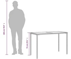Stalas su stikliniu stalviršiu, pilkas, 115x54x74cm, PE ratanas