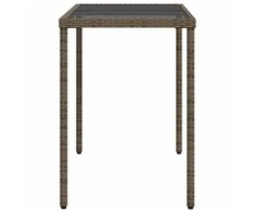 Stalas su stikliniu stalviršiu, pilkas, 115x54x74cm, PE ratanas