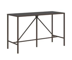 Stalas su stikliniu stalviršiu, rudas, 180x70x110cm, ratanas