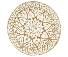 Stalo kilimėliai, 4 vnt., baltos sp., 38cm, džiutas, apvalūs