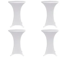 Staltiesė baro stal., 4vnt., baltos sp., 80cm skersm., įtemp.
