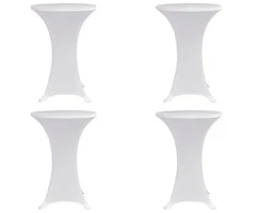 Staltiesės baro stal., 4vnt., baltos sp., 60cm skersm., įtemp.