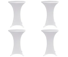 Staltiesės baro stal., 4vnt., baltos sp., 70cm skersm., įtemp.
