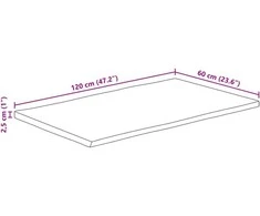 Stalviršis, 120x60x2,5cm, akacijos masyvas, su gyvu kraštu