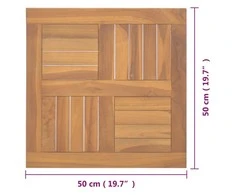 Stalviršis, 50x50x2,5cm, tikmedžio masyvas, kvadratinis