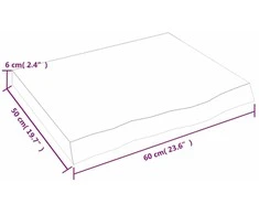 Stalviršis, 60x50x(2–6)cm, neapdorotas ąžuolo medienos masyvas