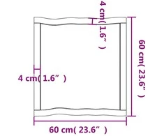 Stalviršis, 60x60x(2-6) cm, medienos masyvas, su gyvu kraštu