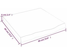 Stalviršis, 60x60x(2–6)cm, neapdorotas ąžuolo medienos masyvas