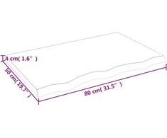 Stalviršis, 80x50x(2-4)cm, neapdorotas ąžuolo medienos masyvas