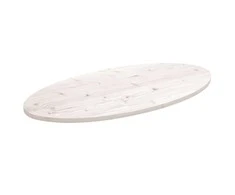Stalviršis, baltas, 100x50x2,5cm, pušies masyvas, ovalus