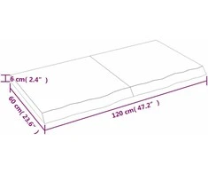 Stalviršis, šviesiai rudas, 120x60x(2-6) cm, medienos masyvas