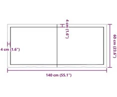 Stalviršis, šviesiai rudas, 140x60x(2-4) cm, medienos masyvas