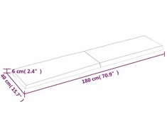 Stalviršis, tamsiai ruda, 180x40x(2-6) cm, medienos masyvas