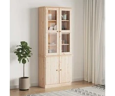 Stiklinė eksponavimo spintelė ALTA, 77x35x186,5cm, pušis
