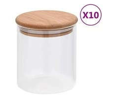 Stikliniai indai su kamštiniais dangteliais, 10vnt., 600ml