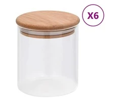 Stikliniai indai su kamštiniais dangteliais, 6vnt., 600ml