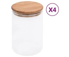 Stikliniai indai su kamštiniais dangteliais, 4vnt., 800ml