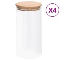 Stikliniai indai su kamštiniais dangteliais, 4vnt., 1200ml