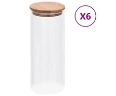 Stikliniai indai su kamštiniais dangteliais, 6vnt., 1000ml