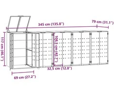 Stoginė 5 konteineriams, antracito, 345x79x117cm, plienas