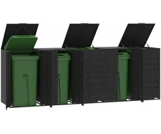 Stoginė penkiems konteineriams, juoda, 345x79x117cm, plienas