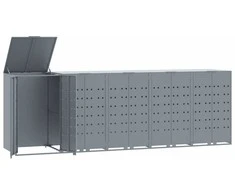 Stoginė penkiems konteineriams, pilka, 345x79x117cm, plienas