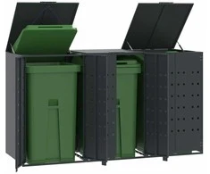 Stoginė trim konteineriams, antracito, 207x79x117cm, plienas