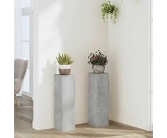 Stovai augalams, 2vnt., betono, 17x17x60cm, apdirbta mediena