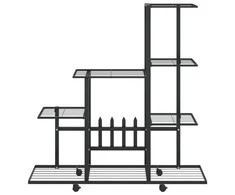 Stovas augalams su ratukais, juodas, 94,5x25x92,5cm, metalas