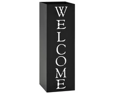 Stovas skėčiams, su užrašu Welcome, plieno, juodas
