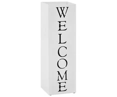 Stovas skėčiams, su užrašu Welcome, plieno, baltas