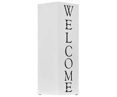 Stovas skėčiams, su užrašu Welcome, plieno, baltas