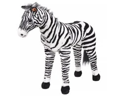 Stovintis pliušinis žaislas zebras, juodas ir baltas, XXL
