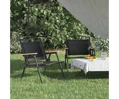 Stovyklavimo kėdės, 2vnt., juodos, 54x43x59cm, oksfordo audinys