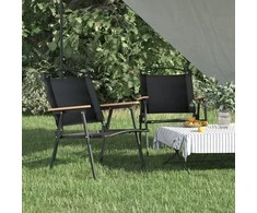 Stovyklavimo kėdės, 2vnt., juodos, 54x55x78cm, oksfordo audinys