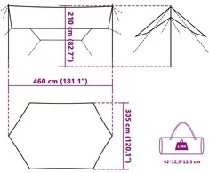Stovyklavimo tentas, mėlynas, 460x305x210cm, atsparus vandeniui