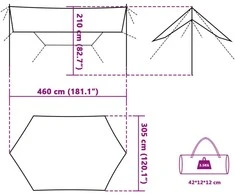 Stovyklavimo tentas, mėlynas, 460x305x210cm, atsparus vandeniui