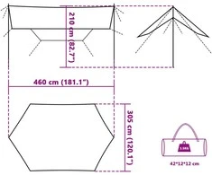 Stovyklavimo tentas, oranžinės, 460x305x210 cm